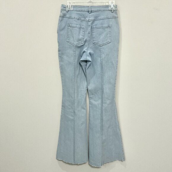 SUGAR LIPS Carlie Denim Wide Leg Flare Jeans Pants Sz XS New Cutoff Hem - Picture 6 of 7